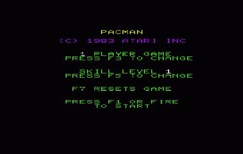 Pac-Man title screen for Vic-20